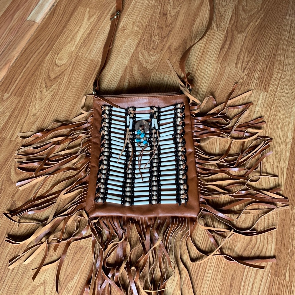 Cognac Boho Bag- small and square